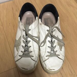 Golden Goose White and Gray Sneakers with Low-Top Design
